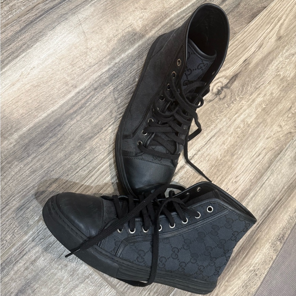 Gucci Black High-Top Sneakers with GG Monogram - Picture 7 of 8